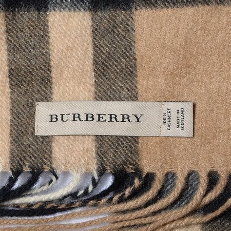 cashmere Burberry scarf tag